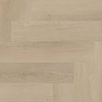 Close-up van Ambiant Spigato Navaro Visgraat 96117510 Beige PVC vloer - gedetailleerd visgraatpatroon en zachte beige tinten