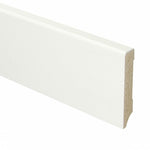 MDF Moderne plint 120x12 cm wit RAL9016. Strakke, moderne plint in helder wit voor een verfijnde afwerking van muren en vloeren