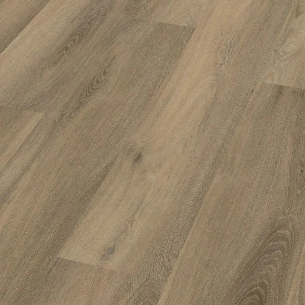 Close-up van Ambiant Avanto Click 61525502 Smoky PVC vloer - gedetailleerde houtnerf en elegante smoky tinten
