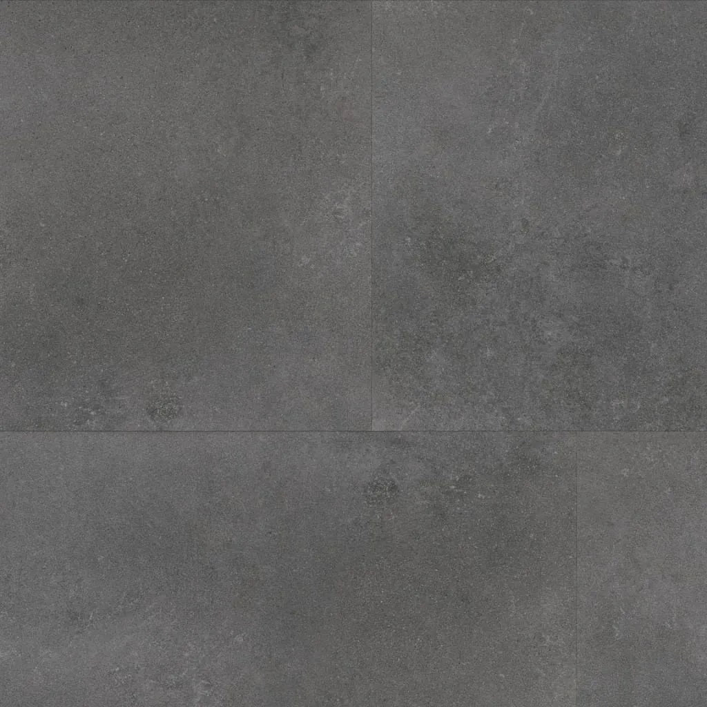 Close-up van Ambiant Sarino XL 67124211 Dark Grey PVC tegelvloer - gedetailleerde betonlook textuur en diepe grijze tinten