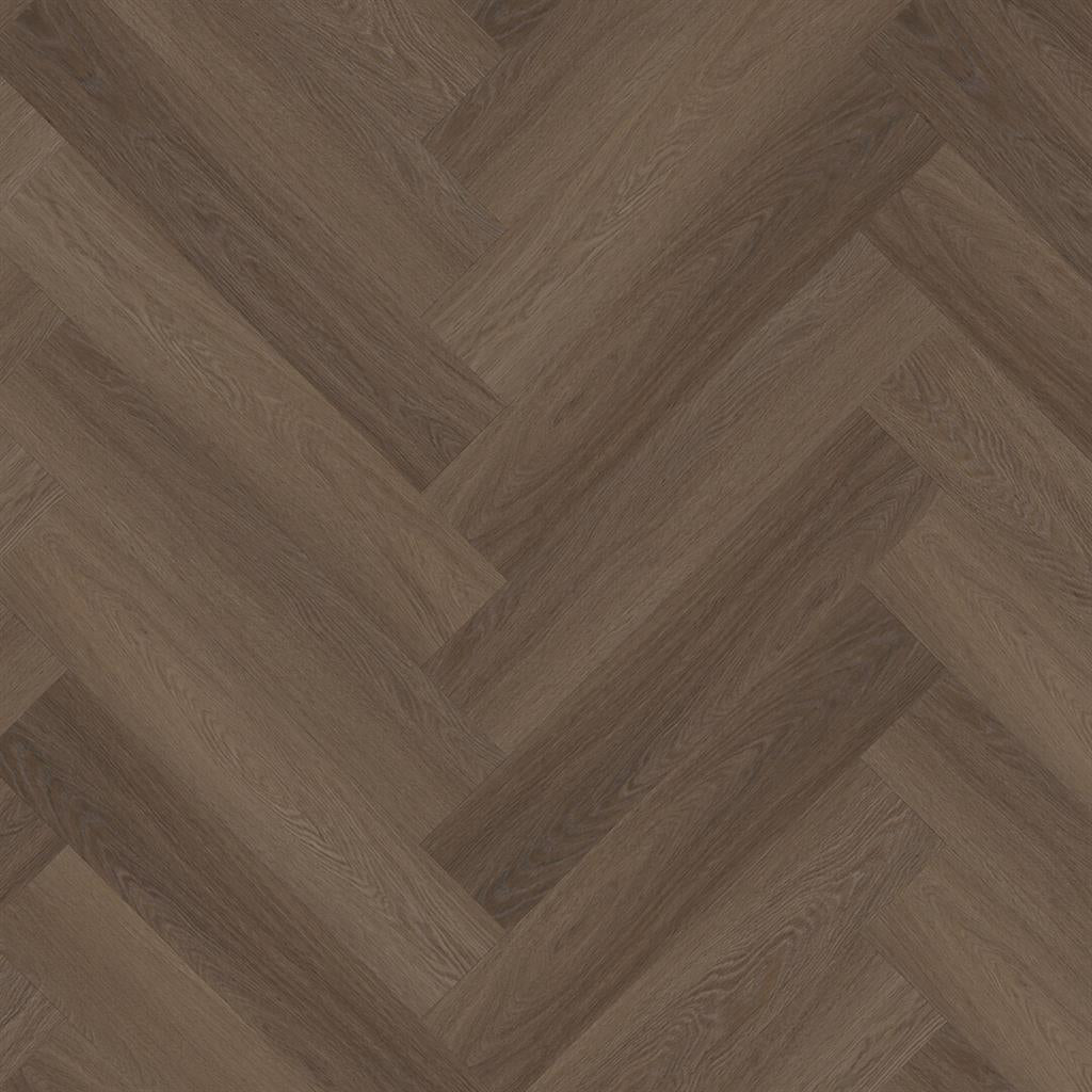 Ambiant Spigato Estino Visgraat Click 66122615 Brown PVC vloer - warme bruine eiken houtlook in visgraatpatroon met klikinstallatie voor een stijlvol interieur