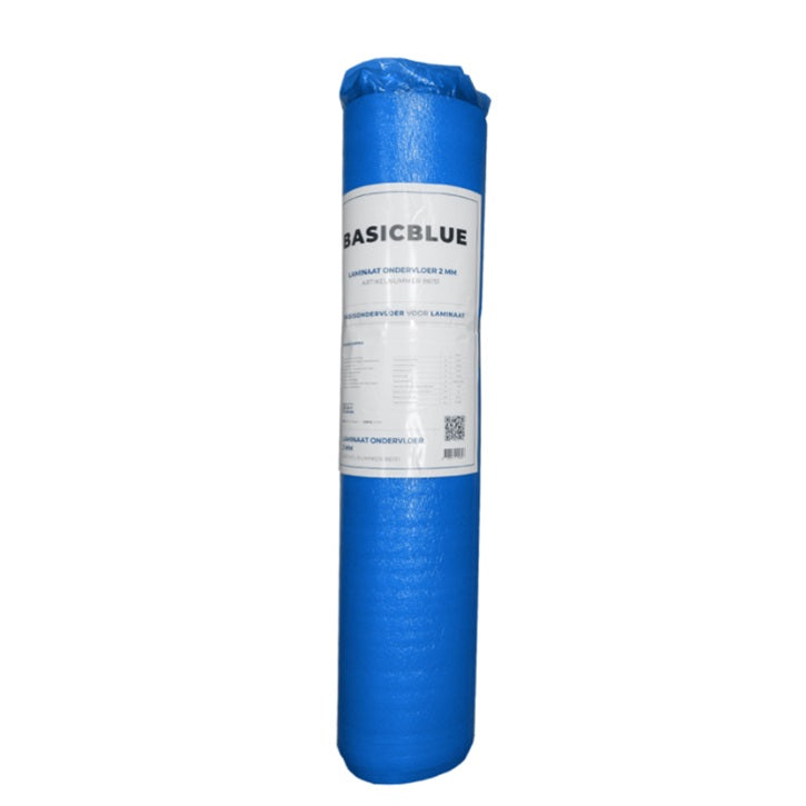 Basicblue ondervloer biedt betrouwbare isolatie en comfort voor onder laminaat, ideaal voor een lichte geluidsdemping en vlakke basis