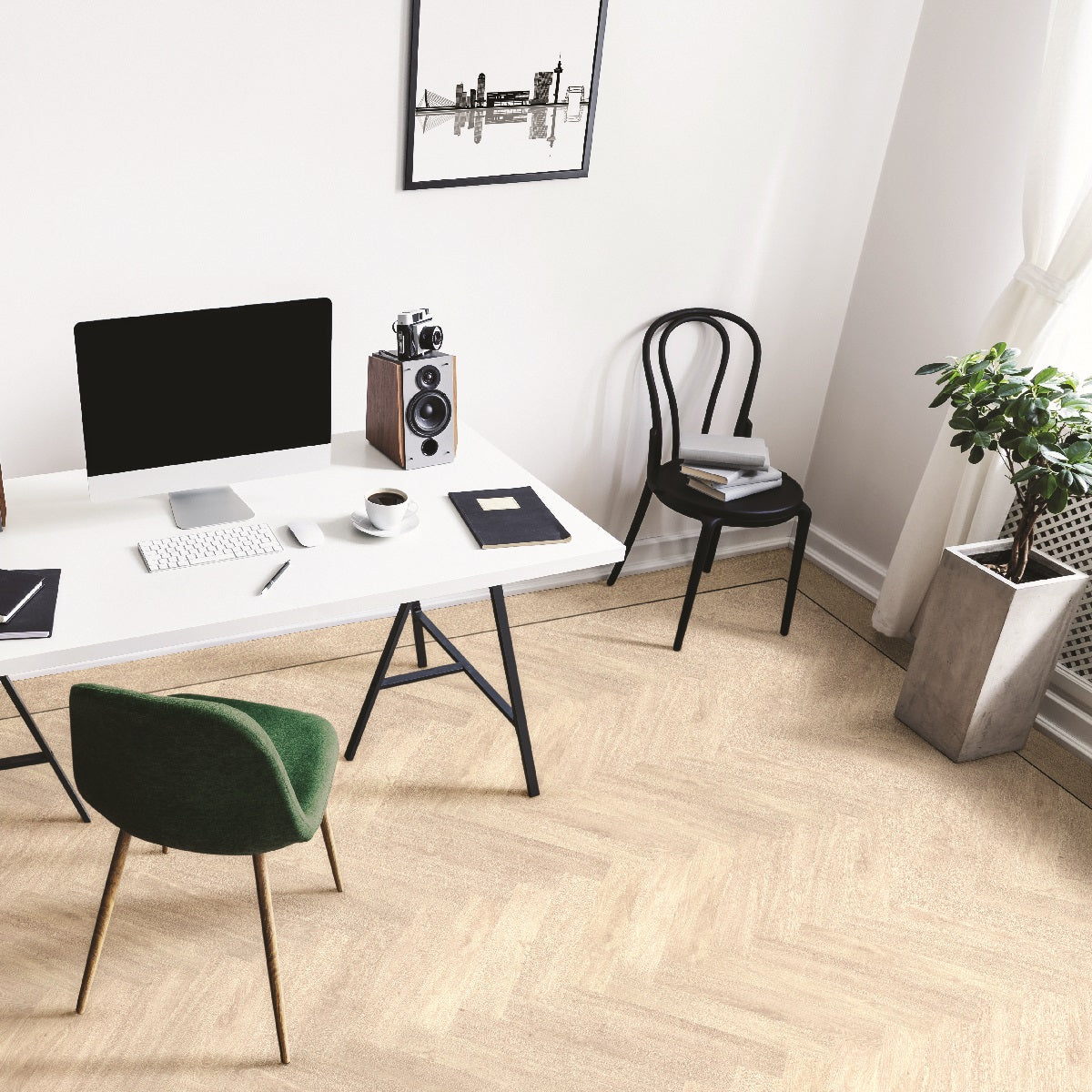 Beautifloor Cité 419195 Rennes PVC vloer - stijlvolle visgraat eiken houtlook voor een modern, elegant en warm interieur