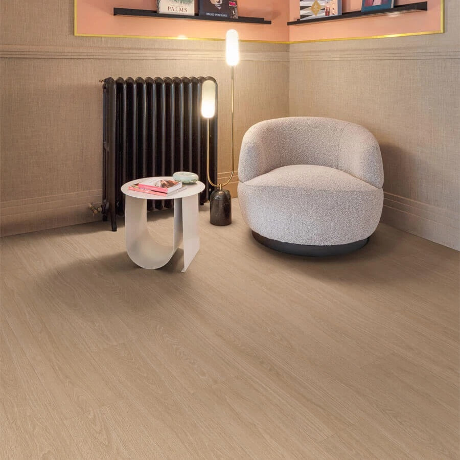 Floorify Planken F057 Waffle PVC vloer - elegante houtlook planken die zorgen voor een modern, chic en gastvrij woongevoel
