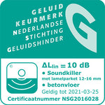 Soundkiller ondervloer met certificering zorgt voor effectieve geluidsreductie en extra comfort, perfect voor elke vloerbedekking