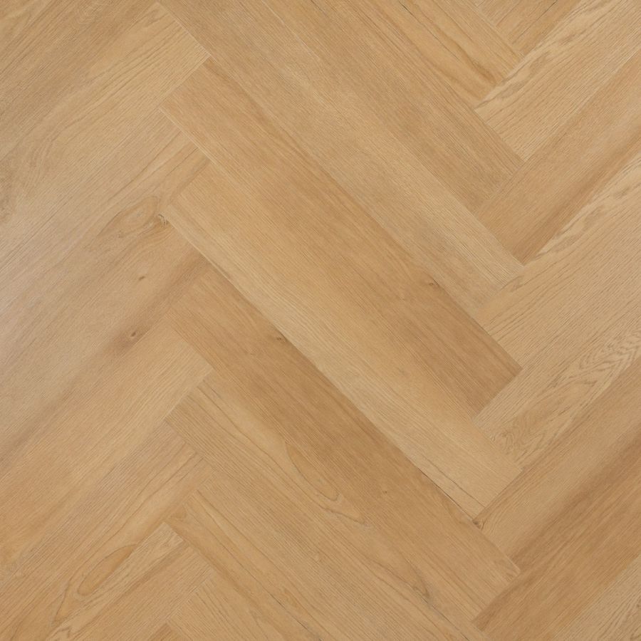 Stijlvolle Otium Herringbone Hammam 94633 PVC vloer in een eigentijdse ruimte, met een verfijnd visgraatpatroon en een warme, serene uitstraling