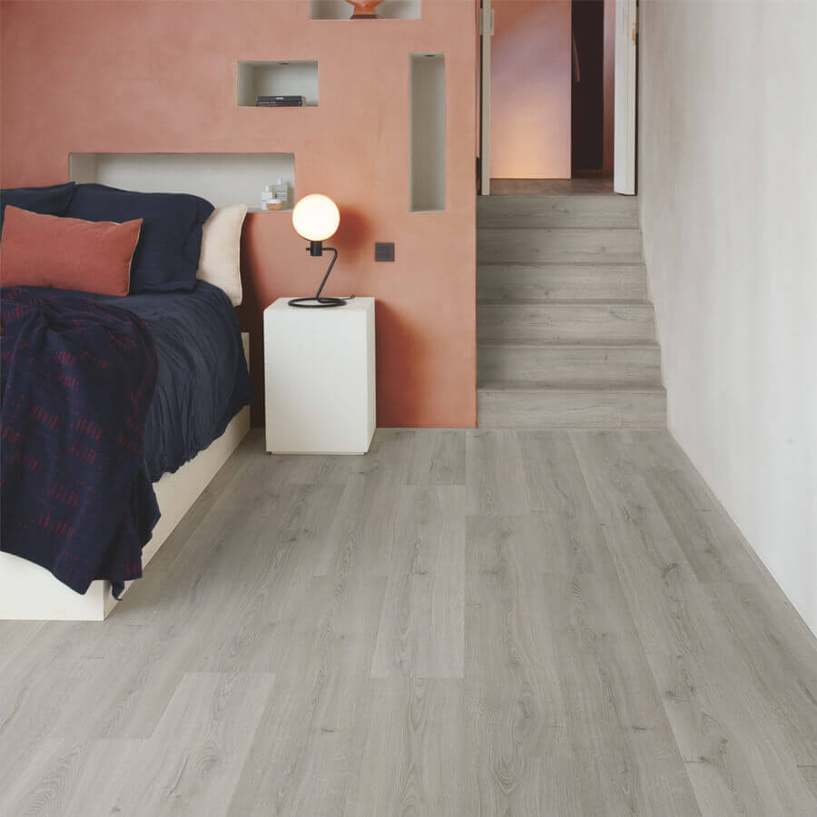 Quick Step Bloom AVMPU40237 Botanisch Grijs pvc vloer, stijlvolle grijze click-vloer, ideaal voor een eigentijds interieur